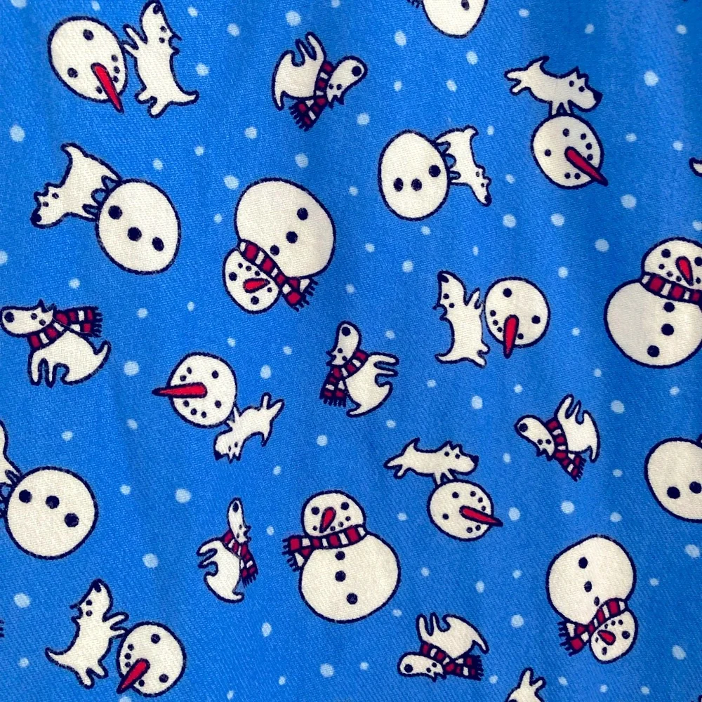 Lands’ End Snowman Dog Print Nightgown XS Cotton Winter‎ Sleepwear